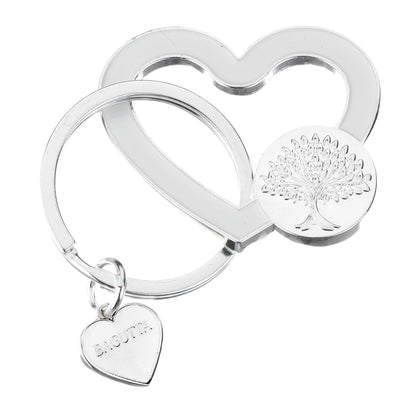 Bagutta Portachiavi Silver Plated Cuore Bianco con Albero della Vita 7 cm