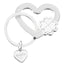 Bagutta Portachiavi Silver Plated Cuore Bianco con Quadrifoglio 7 cm