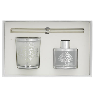 Bagutta Silver Flames Set Diffusore con Bastoncini e Candela Vaniglia Noir Albero con Spighe 50 ml + 70 g