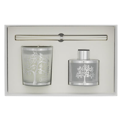 Bagutta Silver Flames Set Diffusore con Bastoncini e Candela Vaniglia Noir Albero Stilizzato 50 ml + 70 g