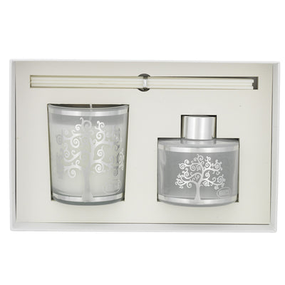 Bagutta Silver Flames Set Diffusore con Bastoncini e Candela Vaniglia Noir Albero Stilizzato 100 ml + 150 g