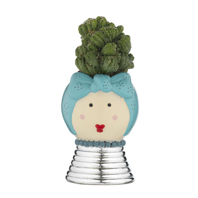 Bagutta Mama Piantina Naturale Assortita con Portavaso Viso Azzurro 9 cm