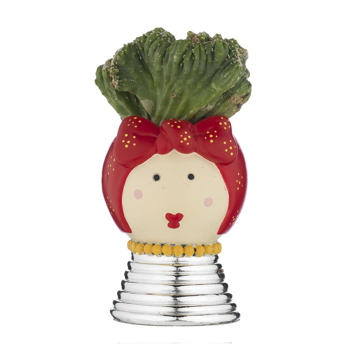 Bagutta Mama Piantina Naturale Assortita con Portavaso Viso Rosso 9 cm