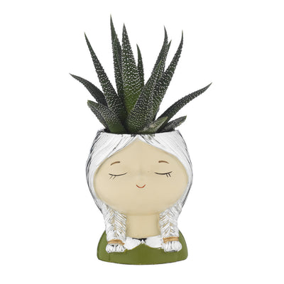 Bagutta Piantina Naturale Assortita Portavaso Viso con Treccine Verde 9 cm