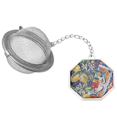 Bagutta La Terra del Sole Infusore per Tè a Sfera con Ciondolo Paesaggio Siciliano 4x20 cm