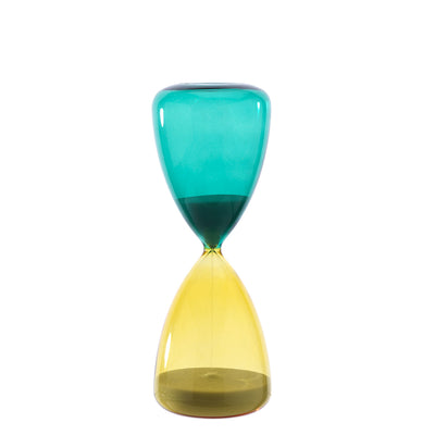 Bagutta Clessidra in Vetro Lucido Blu e Giallo 15 minuti 7x15 cm