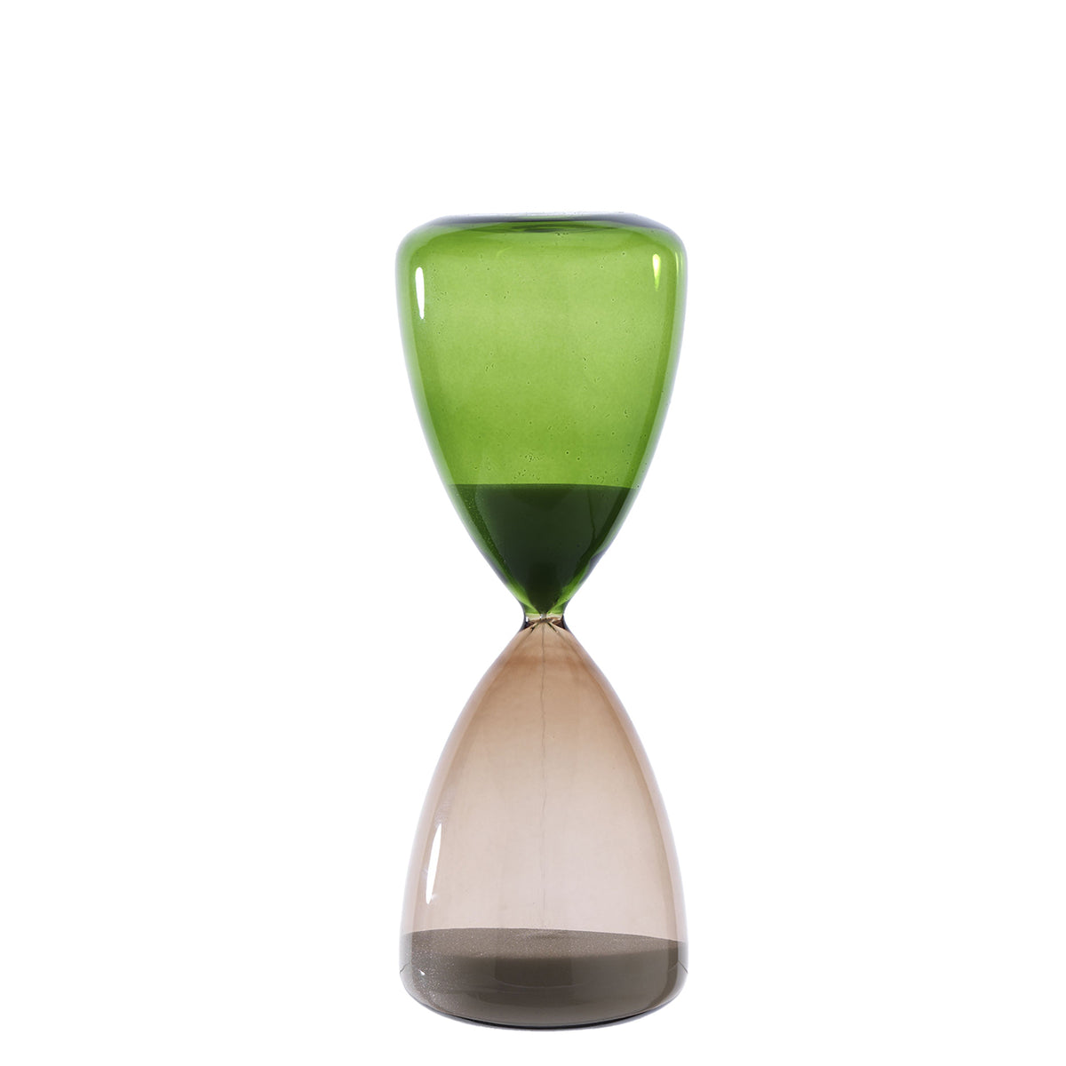 Bagutta Clessidra in Vetro Lucido Verde e Tortora 15 minuti 7x15 cm