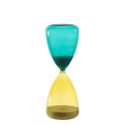 Bagutta Clessidra in Vetro Lucido Blu e Giallo 30 minuti 8x20 cm