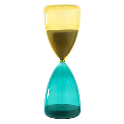 Bagutta Clessidra in Vetro Lucido Blu e Giallo 60 minuti 10x30 cm