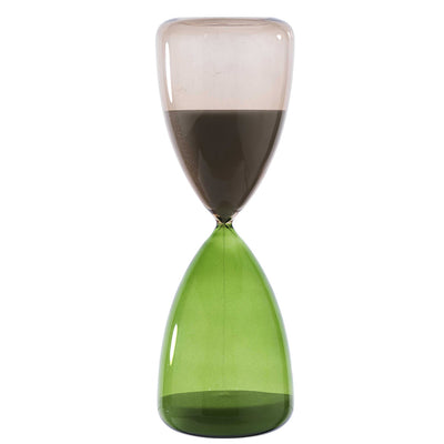 Bagutta Clessidra in Vetro Lucido Verde e Tortora 60 minuti 10x30 cm
