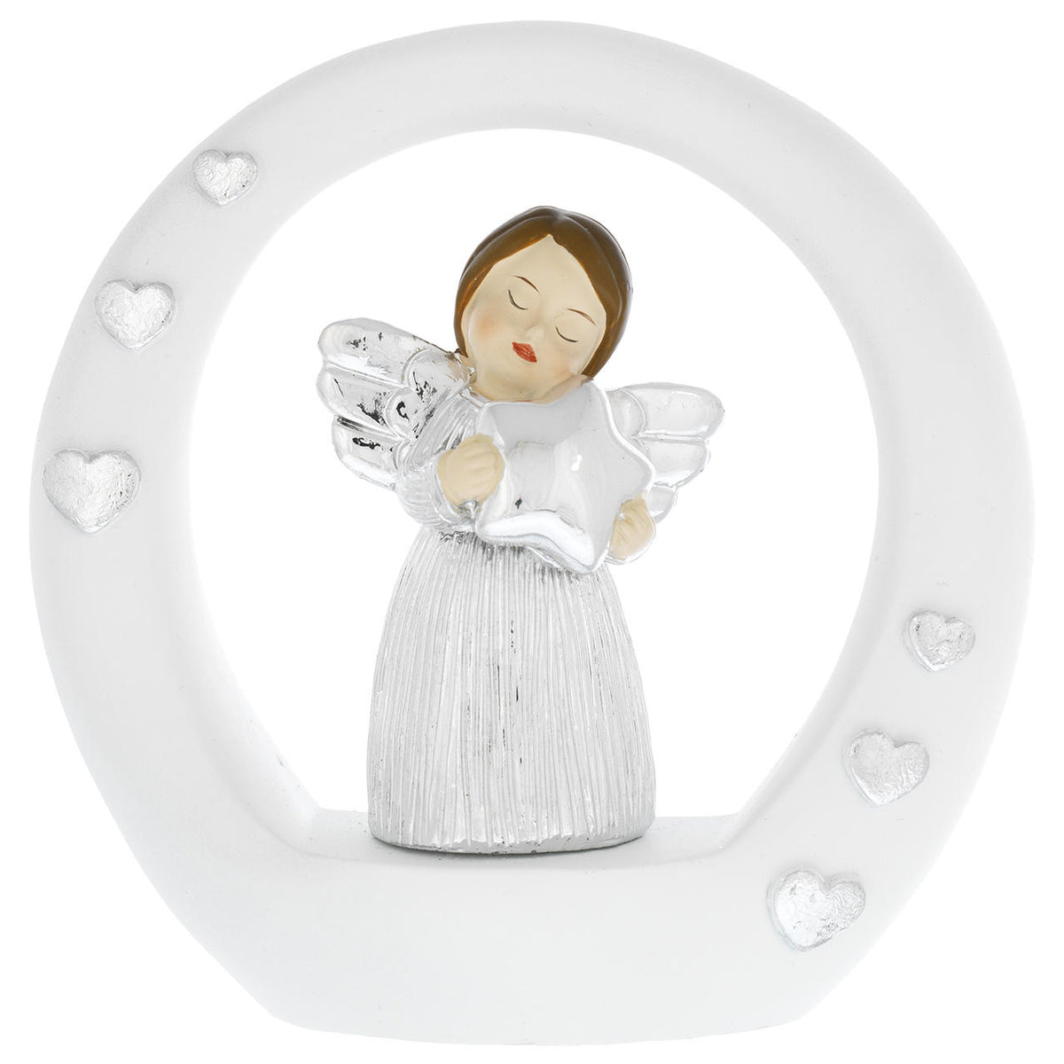 Bagutta Angioletto Argentato su Cerchio Bianco con Stella 12 cm