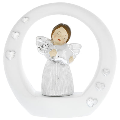 Bagutta Angioletto Argentato su Cerchio Bianco con Stella 12 cm
