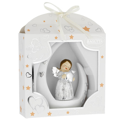 Bagutta Angioletto Argentato su Cerchio Bianco con Stella 12 cm