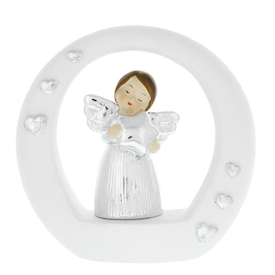 Bagutta Angioletto Argentato su Cerchio Bianco con Stella 8 cm