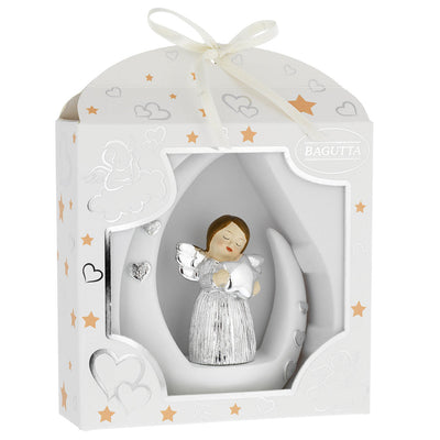 Bagutta Angioletto Argentato su Luna Bianca con Stella 14 cm