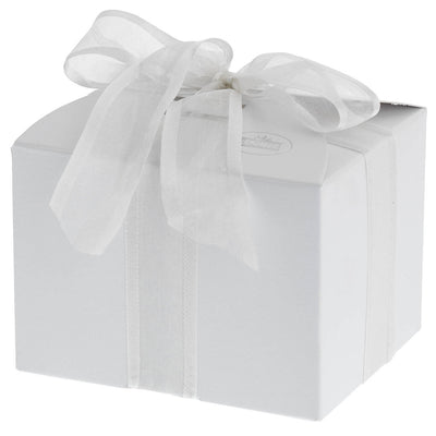 Bagutta Scatolina Decorativa Argentata Tonda a Coste con Fiocco e Fiori 9,5x7 cm