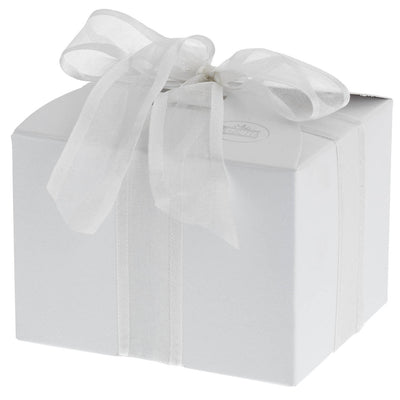 Bagutta Scatolina Decorativa Argentata Tonda a Coste con Fiocco e Fiori 8x6 cm