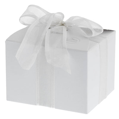 Bagutta Scatolina Decorativa Argentata Tonda a Coste con Fiocco e Fiori 6,5x5 cm