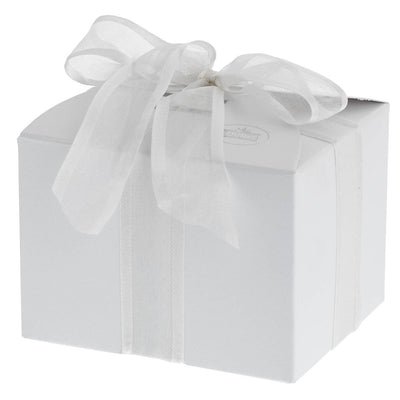 Bagutta Scatolina Decorativa Argentata Esagonale a Coste con Fiocco e Fiori 7,5x7,5x6 cm