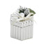 Bagutta Scatolina Decorativa Argentata Esagonale a Coste con Fiocco e Fiori 6,5x6,5x5 cm