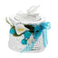 Bagutta Portacandela Minisacco Argentato con Tealight e Decoro Floreale Azzurro 6x5x6 cm