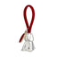 Bagutta Portachiavi Silver Plated Cane con Asola in Silicone Rossa 8 cm