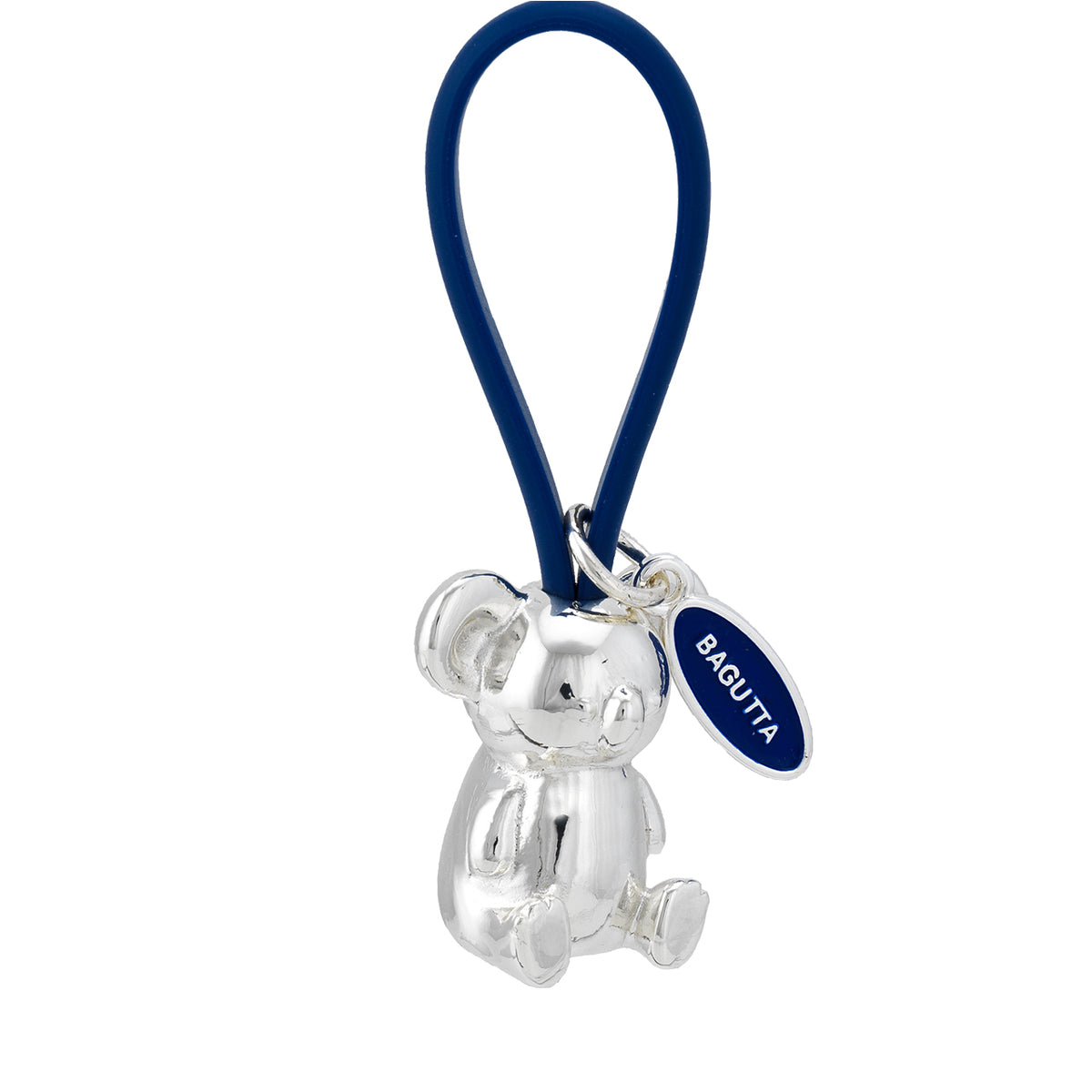Bagutta Portachiavi Silver Plated Koala con Asola in Silicone Blu 8 cm