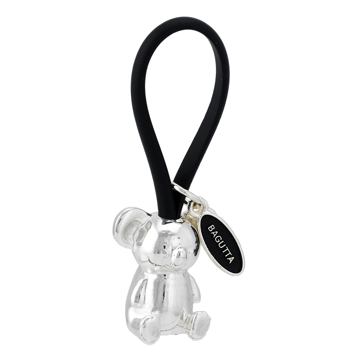 Bagutta Portachiavi Silver Plated Koala con Asola in Silicone Nera 8 cm