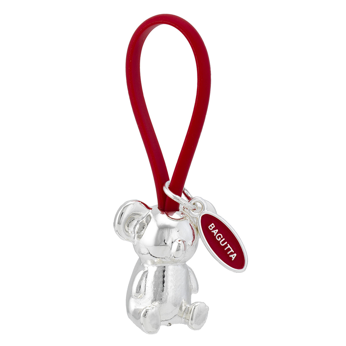 Bagutta Portachiavi Silver Plated Koala con Asola in Silicone Rossa 8 cm