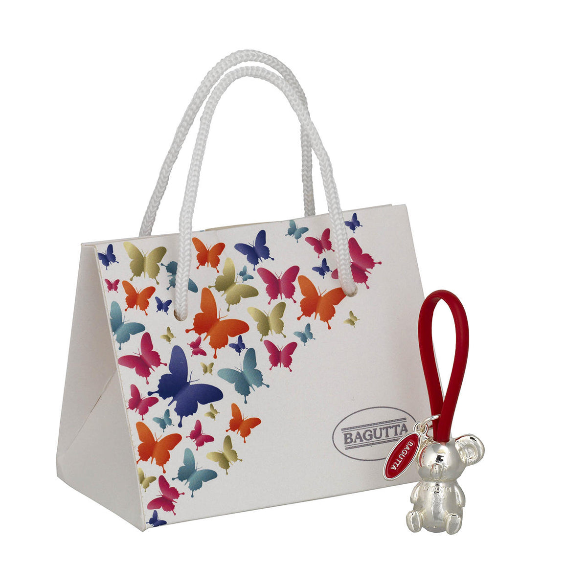 Bagutta Portachiavi Silver Plated Koala con Asola in Silicone Rossa 8 cm