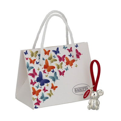 Bagutta Portachiavi Silver Plated Cavallo con Asola in Silicone Nera 8 cm