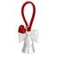 Bagutta Portachiavi Silver Plated Angelo con Ali Arrotondate Asola Rossa e Cuore 8 cm