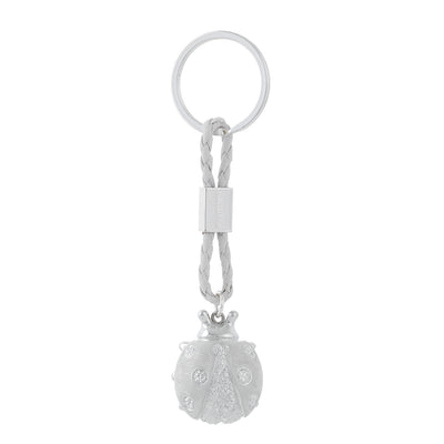 Bagutta Portachiavi Coccinella Silver Plated Bianca con Cordino Intrecciato 13 cm
