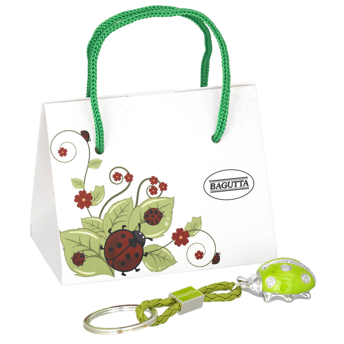 Bagutta Portachiavi Coccinella Silver Plated Arancione con Catenella 13 cm