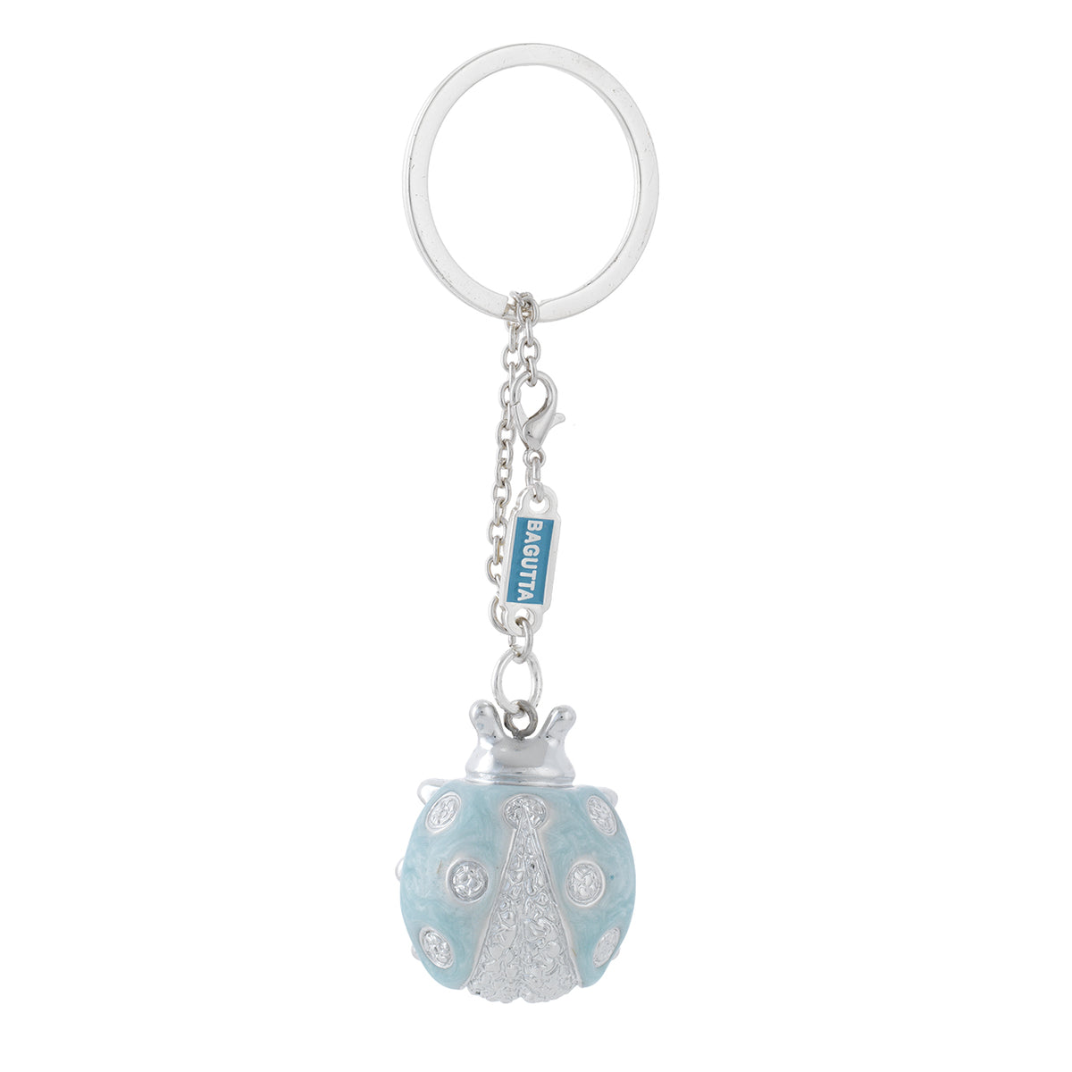 Bagutta Portachiavi Coccinella Silver Plated Azzurra con Catenella 13 cm