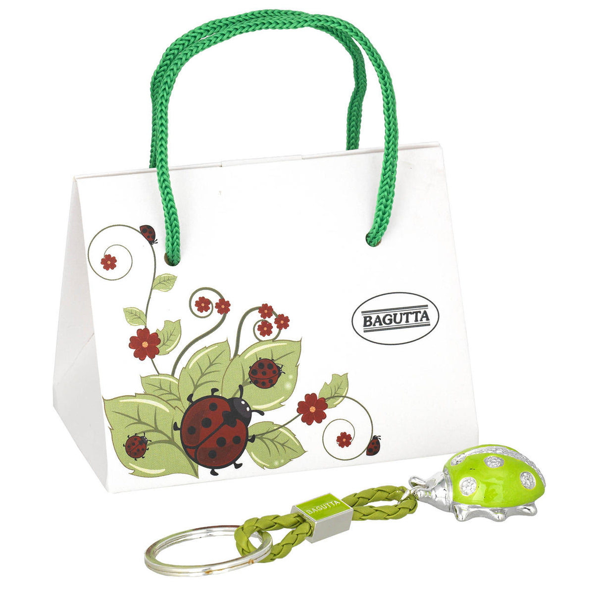 Bagutta Portachiavi Coccinella Silver Plated Azzurra con Catenella 13 cm