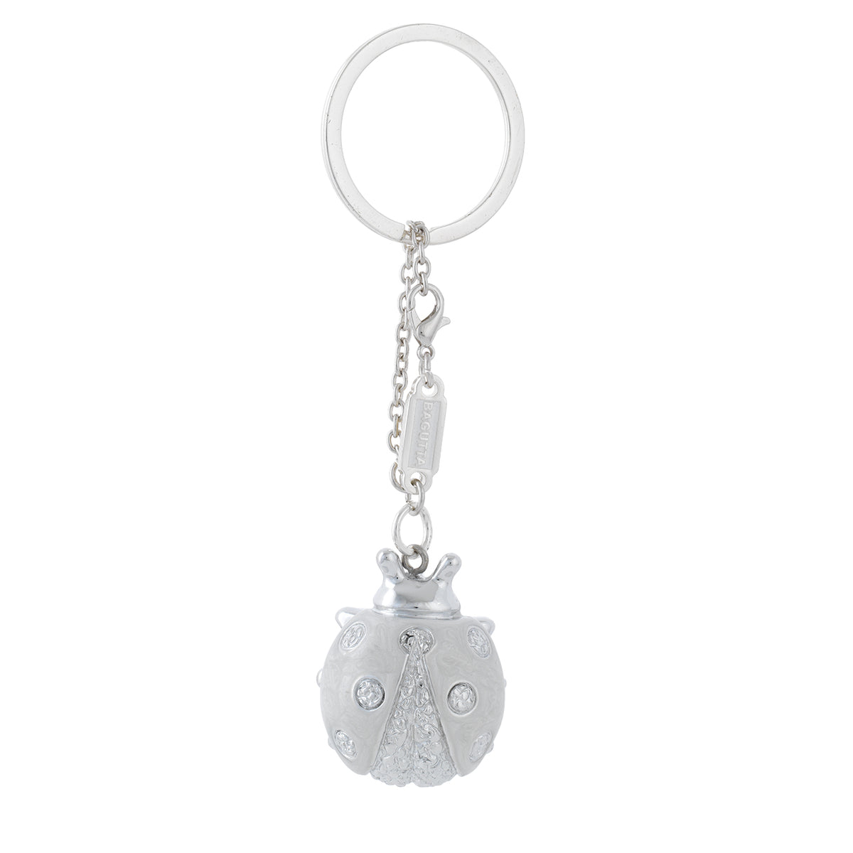 Bagutta Portachiavi Coccinella Silver Plated Bianca con Catenella 13 cm