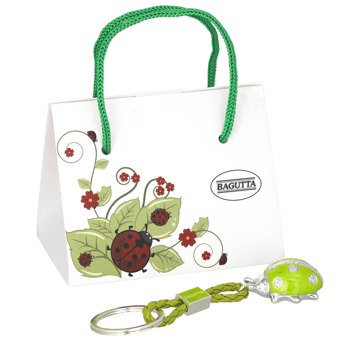 Bagutta Portachiavi Coccinella Silver Plated Gialla con Catenella 13 cm