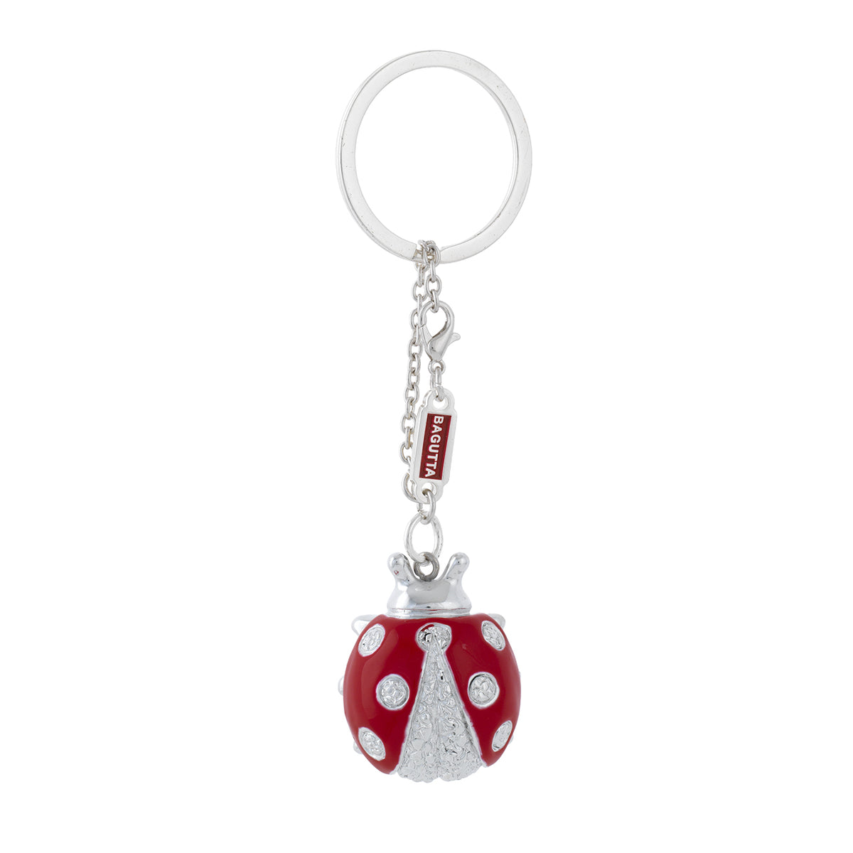 Bagutta Portachiavi Coccinella Silver Plated Rossa con Catenella 13 cm