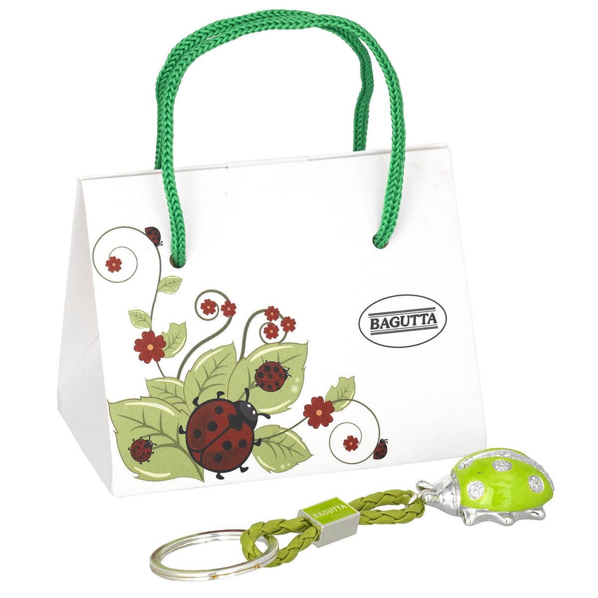 Bagutta Portachiavi Coccinella Silver Plated Rossa con Catenella 13 cm