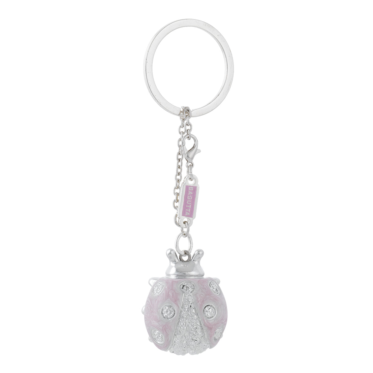 Bagutta Portachiavi Coccinella Silver Plated Rosa con Catenella 13 cm