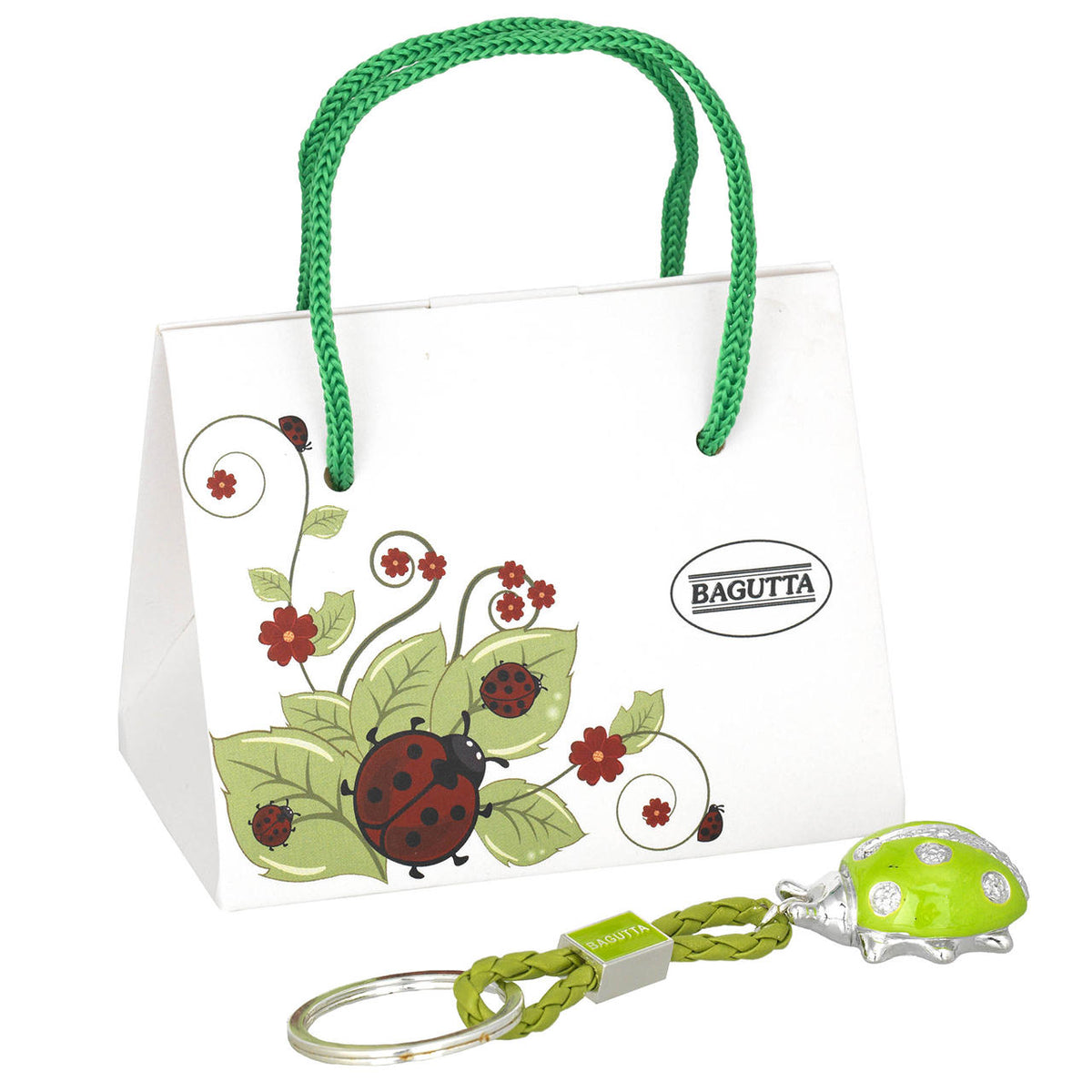 Bagutta Portachiavi Coccinella Silver Plated Rosa con Catenella 13 cm