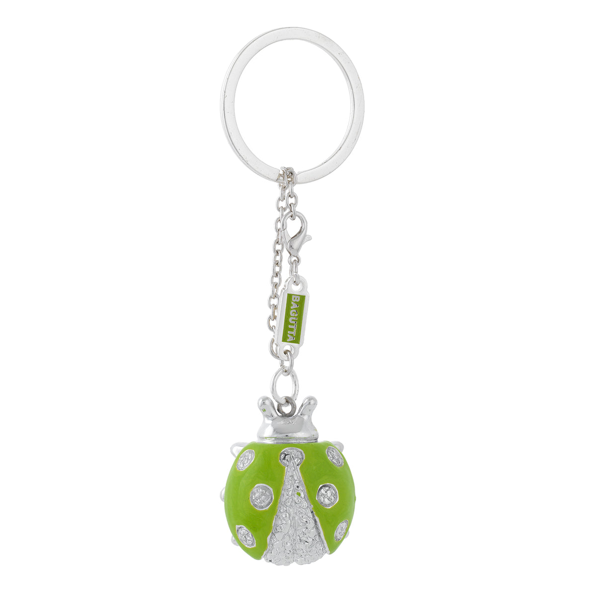 Bagutta Portachiavi Coccinella Silver Plated Verde con Catenella 13 cm