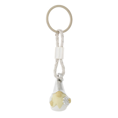 Bagutta Portachiavi Gnomo Silver Plated Bianco con Cordino Intrecciato 13 cm
