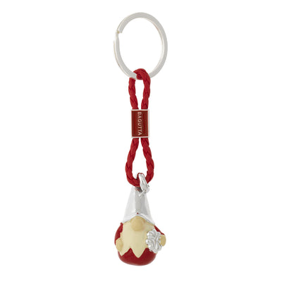 Bagutta Portachiavi Gnomo Silver Plated Rosso con Cordino Intrecciato 13 cm