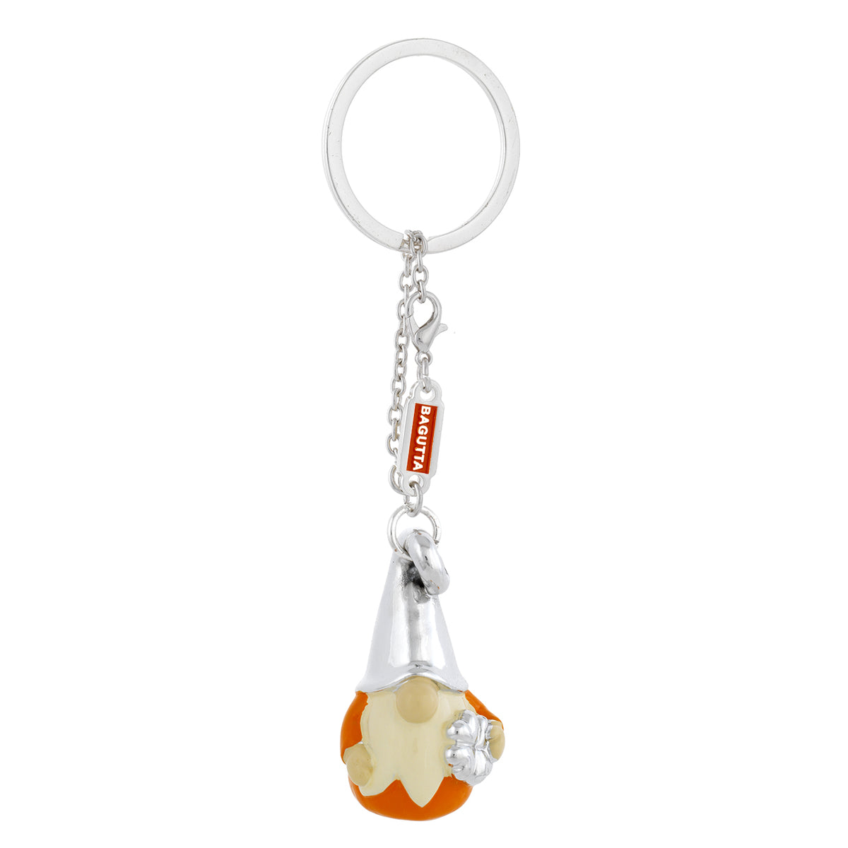 Bagutta Portachiavi Gnomo Silver Plated Arancione con Catenella 13 cm