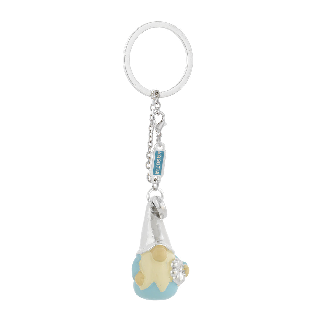 Bagutta Portachiavi Gnomo Silver Plated Azzurro con Catenella 13 cm