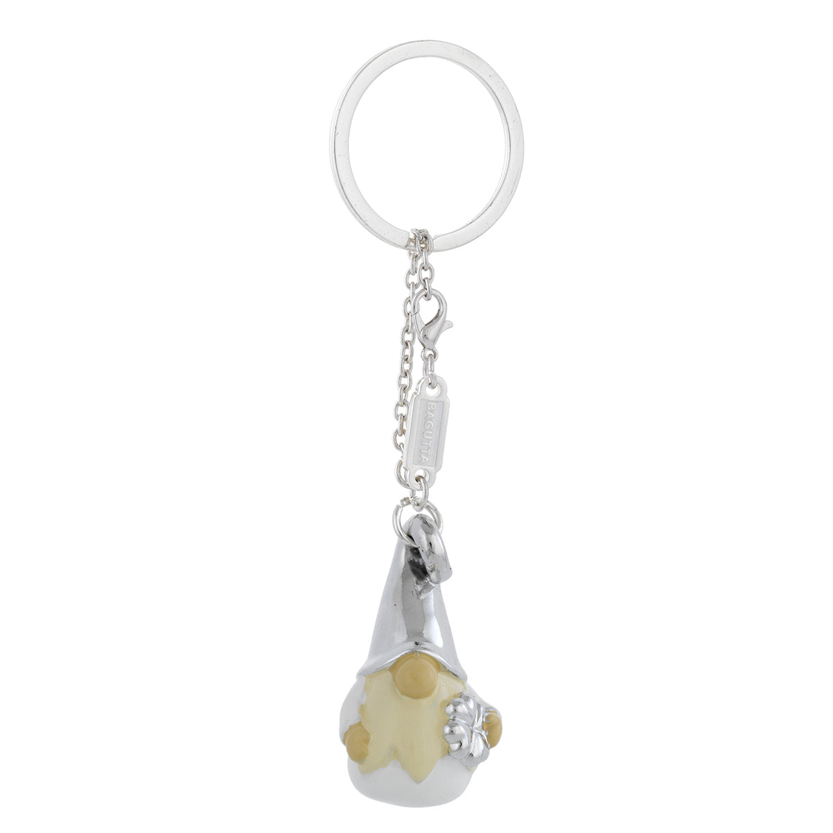 Bagutta Portachiavi Gnomo Silver Plated Bianco con Catenella 13 cm