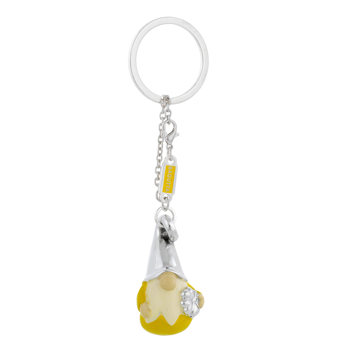 Bagutta Portachiavi Gnomo Silver Plated Giallo con Catenella 13 cm