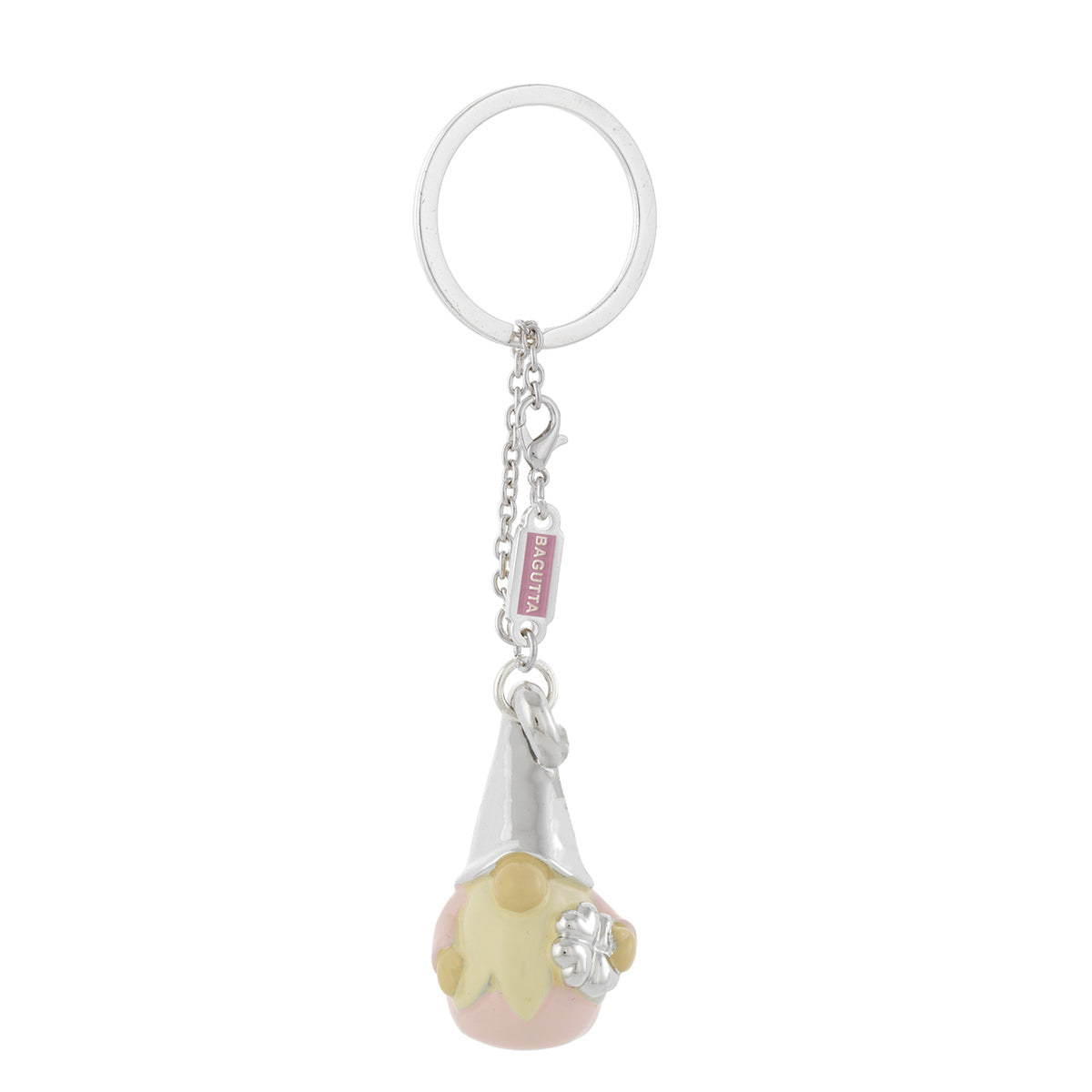 Bagutta Portachiavi Gnomo Silver Plated Rosa con Catenella 13 cm